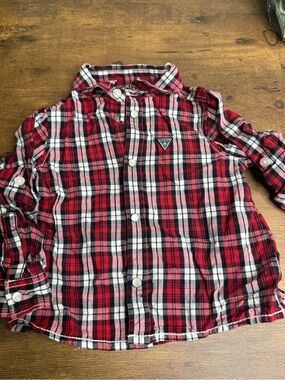 ⭐️5 for $20⭐️ Guess Red Black & White Plaid Button-Down Shirt 12M